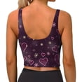 thumbnail image 3 of Haiem Snowflakes and Hearts Pattern Womens Sports Bra - U Neck Padded Low Impact Yoga Bra Workout Crop Top Gym Moisture-Wicking Workout Vest -X-Large, 3 of 9