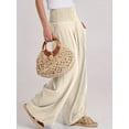 thumbnail image 4 of Solid Color Pleated Waist Loose Baggy Pants, Vacation Style Wide Leg Comfortable Pants, Suitable for Spring and Autumn Wear, Women's Clothing, 4 of 5