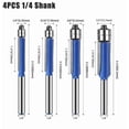 thumbnail image 2 of COM1950s 4-Piece Double Bearing Flush Trim Router Bit Set, 1/2-Inch Shank with Carbide Insert for Woodworking, 2 of 6
