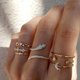 thumbnail image 4 of Anillo de diamantes con forma de luna y estrella de estilo europeo y americano, anillo de unión de serpiente retro creativo, traje combinado de 7 piezas, 4 of 6
