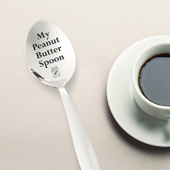 EclipseJewels “My Peanut-Butter Spoon” Gift for Peanut Butter Lovers, Creative Gift for Mom, Friends, Coworker, Christmas, Him, Her, or Grandpa, Novelty Spoon for Food Enthusiasts,Silver