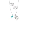 thumbnail image 2 of Delight Jewelry Silvertone Small Teal Crystal Cross Silver tone Snowflake Charm Necklace and Stud Earrings, 2 of 4