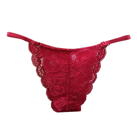 Yuhangmm Women s Panties Womens Sexy Lace Panties Seamless Adjustable Low Waist Thin See Through Mesh Thong Panties Womens Underwear Seamless Bikini with Lace