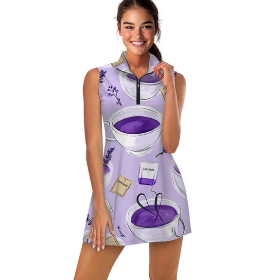 Lavender Tea Pattern Sports Dresses Women Tennis Dress Outdoor Badminton Golf Quick-Drying And Breathable Sports Dress