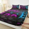 thumbnail image 4 of Erosebridal Colorful Gamepad Sheet Set Twin, Game Player Bedding Sets Twin Size, Honeycomb Geometric Twin Sheet Sets, Lightweight Room Decorative, 3pcs, 4 of 6