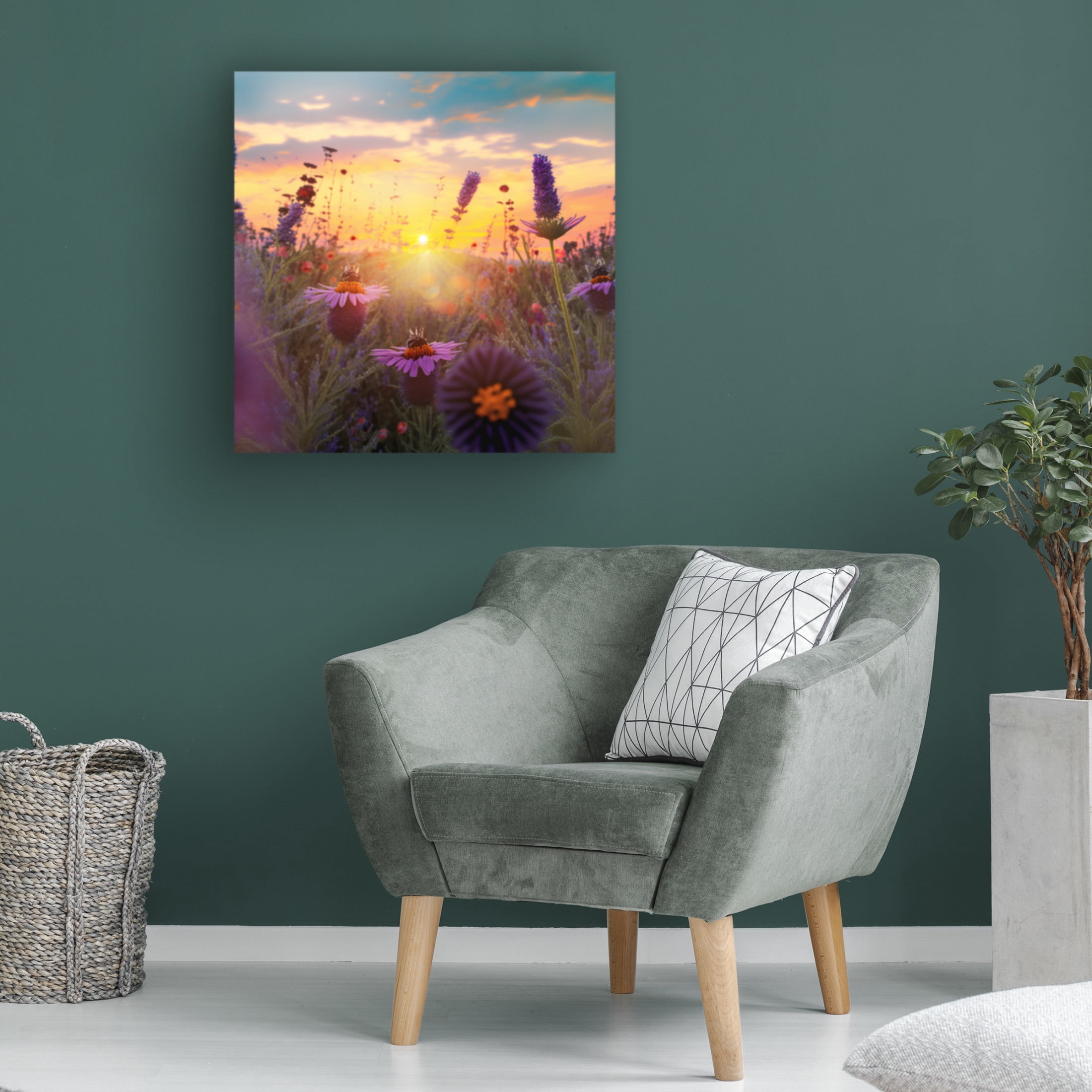 Canvas Wall Art - Ray Heere 'Flowering Fields 6' Wall Art for Living Room, Bedroom, or Office Décor by Trademark Fine Art - 18 x 18 Inches