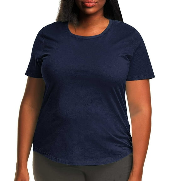 TKLPEHG Crewneck Plus Size Tops Lightweight Comfy Fashion Short Sleeve T Shirts Classic Solid Color Loose Casual Blouses (Navy,XXL)