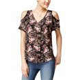 thumbnail image 1 of Blusa estampada Hippie Rose con hombros descubiertos para mujer negro mediano, 1 of 1