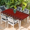 thumbnail image 2 of Red Boho Table Cloths for 6 Foot Rectangle Tables, Vintage Ethnic Tribe Abstract Art Retro Patio Waterproof Elastic Fitted Tablecloths, Washable Rectangular Table Cover for Camping, 2 of 8