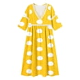 thumbnail image 5 of YuXingFu Church Dress Maxi V-Neck Plus Size Womens Dress 3/4 Sleeve Flowy Long Casual Summer Yellow S, 5 of 6