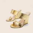 thumbnail image 4 of CEHVOM Summer High-heel Platform Slippers Snake Print Large Size Wedges Women's Shoes, 4 of 9