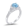 thumbnail image 5 of Floral Art Deco Engagement Ring Aquamarine CZ 925 Sterling Silver Size 9, 5 of 5