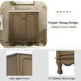 thumbnail image 3 of 30"Vintage Bathroom Vanity w/Ceramic Sink,Bathroom Vanity Cabinet w/Antique Pulls,Bathroom Storage Cabinet w/Rubber Wood Legs and Adjustable shelves,Antique Brown, 3 of 10