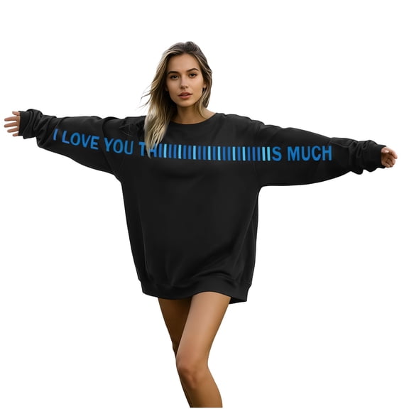 Womens Sweatshirts Valentine's Day Long Sleeved Hoodless Pullover Casual Printed Sweatshirt