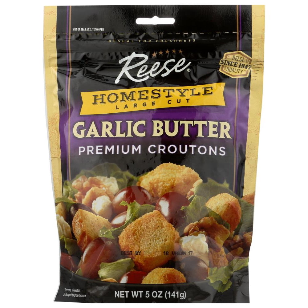 Reese Homestyle Garlic Butter Croutons, 5 oz Bags (Pack of 12