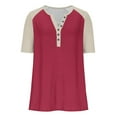 thumbnail image 4 of Womens Plus Size Henley Shirt, Raglan Short Sleeve Shirts for Women Summer Casual Solid Color Button Up Crewneck T-Shirts, 4 of 6