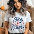 thumbnail image 2 of Unisex Graphic Tee, Stars and Stripes Design, Patriotic Red White Blue Shirt, Ash, Size M, 2 of 6