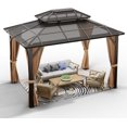 thumbnail image 3 of Soonbuy 10*13 FT Heavy Duty Double Roof Outdoor Gazebo, with Netting and Sunshade Curtains, 3 of 8