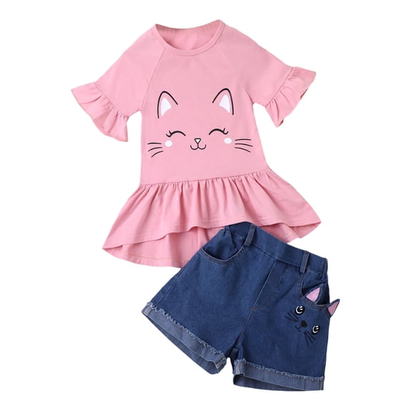 Zshosam Kids Summer Clothes Baby Girls and Toddler Tank Top and Shorts 2 Piece Outfit Set Size 4T 5T,(Pink 4-5 Years)