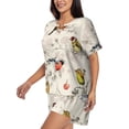 thumbnail image 2 of Bixox Women's Little Birds Printed Pajama Set 2 Piece Lounge Set Top and Shorts Soft Pajamas, Shorts with Pockets, 2 of 7
