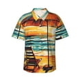 thumbnail image 1 of Fotbe Beach Umbrella Sunset Camisa Hawaiana para Hombre Unisex – Camisa Casual de Verano con Botones de Manga Corta de Algodón y Lino,Large, 1 of 7