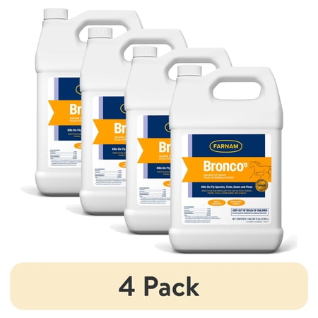 (4 pack) Farnam Bronco e Horse Fly Spray with Citronella for Horses, Dogs & Premises, Refill, 128 fl oz