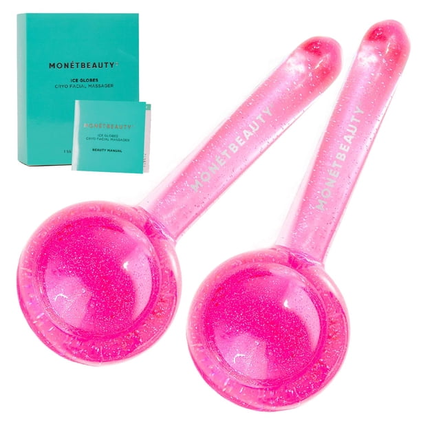 Ice Globes MonétBeauty para tratamientos faciales tensan la piel de color rosa