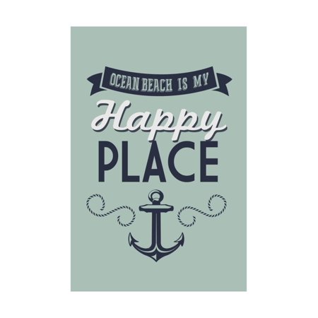 One Happy Place Ocean Beach, New Jersey - Ocean Beach Is My Happy Place (#1) Print Wall Art By Lantern Press ()