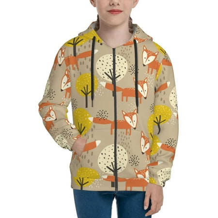 

Hoodies for Teen Girls Boys Forest Fox Long Sleeve Youth Kids Essentials Zip Up Hoodie Lghtweight Fashion Hoodies & Sweatshirts Jacket Fall Winter Outfits Tops