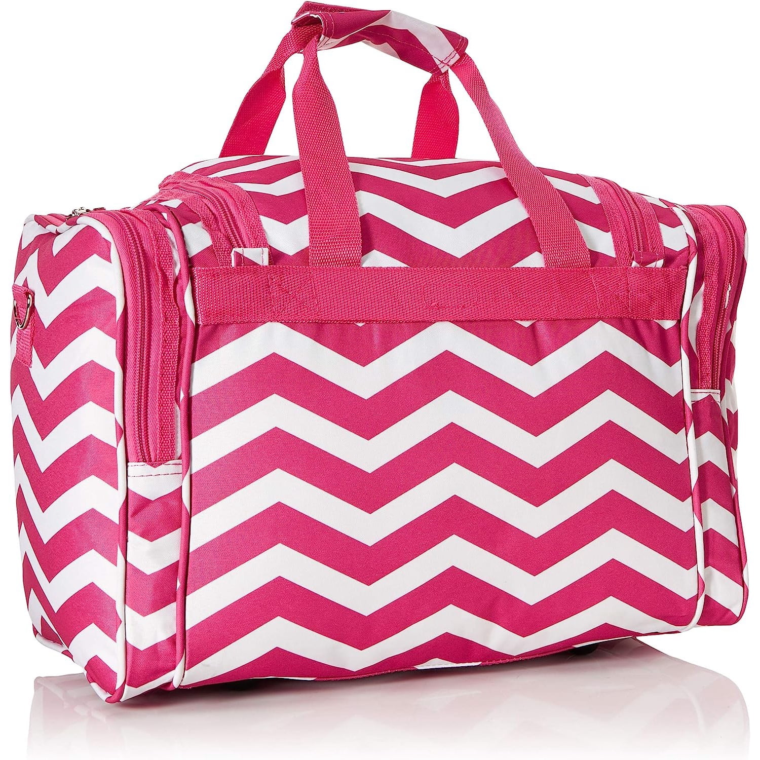 CalBags Chevron 16-inch Shoulder Carry-on Duffel Bag - Fuchsia White Chevron