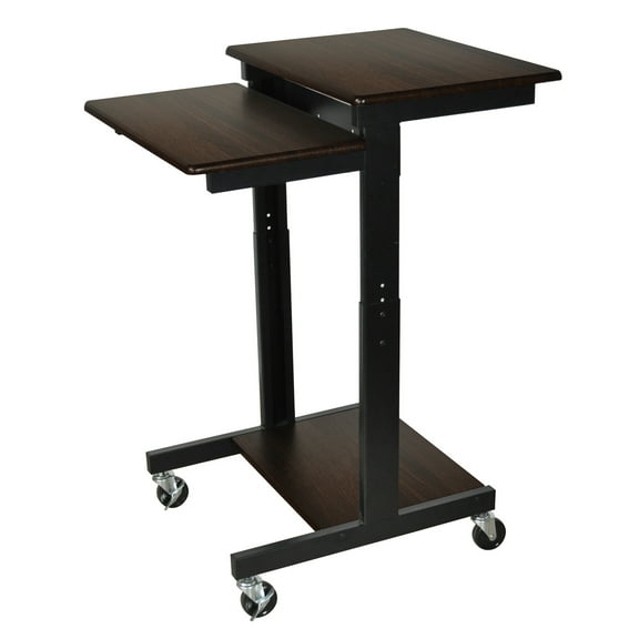 Luxor PS3945-W Mobile Adjustable Height Presentations Workstation - Walnut