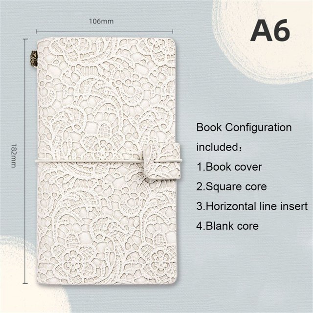 A6 Embossed Lace Notebooks Vintage Notebook Journal Morandi Notepads Retro Sketchbook Travel Diary Writing Paper StationeryA6 He Qiyong unisex