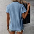thumbnail image 4 of Ruyang Summer Tops for WomenWomen's Solid V Neck Striped Short Sleeved Casual T Shirt Shirt Top Fashion Shirt Women, 4 of 6