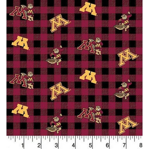 University of Minnesota Cotton Fabric-Sold by the Yard-Buffalo Plaid Design