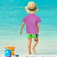 thumbnail image 4 of FORMRS Boys Rash Guard Short Sleeves Swim Shirt Quick Dry UPF 50+ Sun Protection, Sizes 3-12T, Light Purple Flowers, 4 of 6