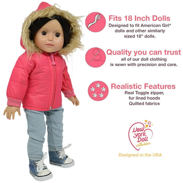 18 Inch Doll Clothes for American Girl Doll Clothing - 5 Doll Winter Coats  Fits 18 Dolls