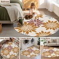 thumbnail image 5 of Small Round Rug 3Ft Washable Non-Slip, Geometric Flower Circle Area Rugs for Living Room Bedroom, Vintage Country Floral Orange Grey on Linen Indoor Floor Mats Carpet Runner for Home Decor, 5 of 8