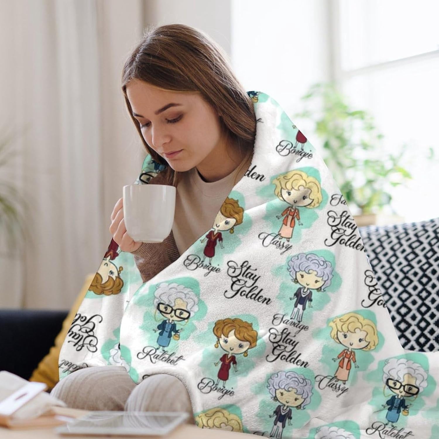 Goldengirls Blanket for Women Gifts Cozy Throw Blankets Lightweight Golden Girls Merchandise for Couch Bed Sofa Car Home Decor