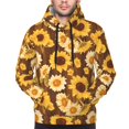 thumbnail image 2 of Bingfone Vintage Wood Grain Sunflower A Men's Drawstring Hoodie Long Sleeve Pocket Sweatshirts-4X-Large, 2 of 6