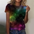 thumbnail image 2 of Kaondbfi Delicate Arctic Light Print T Shirts Fashionable Summer Round Neck Short Sleeve Blouses Tops for Carnival, 2 of 6