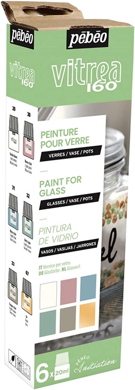 Pebeo Vitrea Paint - Initiation Set, Set of 6, Pastels, 20 ml, Bottles