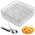thumbnail image 2 of 3 Pack Stackable Air Fryer Racks Rectangle Air Fryer Mesh Tray Multi-Layer Toast Racks Stainless Steel Dehydration Rack Compatible with Dual Air Fryer, 2 of 6