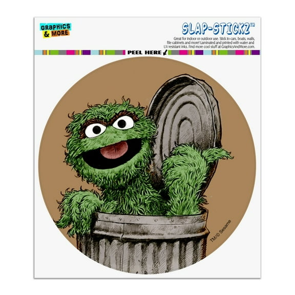 Sesame Street Vintage Oscar the Grouch Automotive Car Window Locker Circle Bumper Sticker