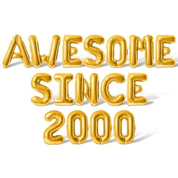 Letter & Number Balloons - AWESOME SINCE 2000 16" Inch Alphabet Letters Foil Mylar Balloon Birthday Party Banner (Gold)