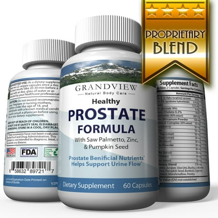 Natural Prostate Formula For Men - Supports Overall Prostate Health And Function - With Saw Palmetto. DHT blocker 60 capsules - Grandview Natural Body