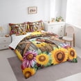 thumbnail image 3 of Homewish Funny Farm Donkey Bedding Comforter Set 7pcs, Cartoon Rustic Sunflower Queen Bedding Sets, Teens Kids Boys Girls Queen Sheet Sets, Breathable Home Decor, 3 of 7