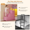 thumbnail image 6 of Twin Over Twin Bunk Beds with LED Lights, Low Bunk Bed Frame with 6 Storage Drawers and Pocket Organizer for 2 Teens, Twin Metal Bed Frame with Reversible Storage Staircase, Pink, 6 of 6
