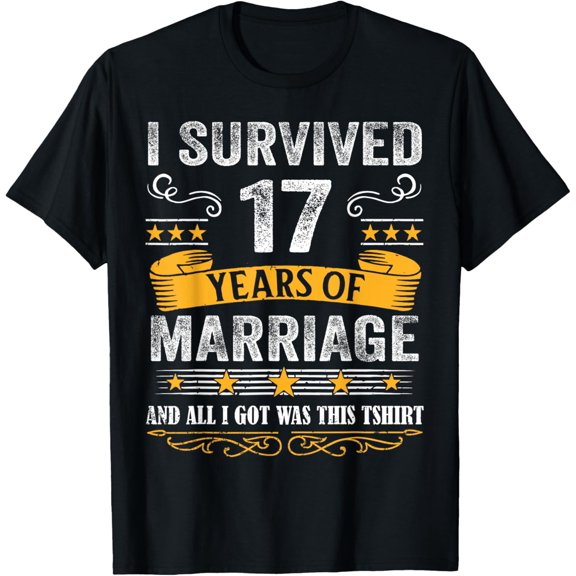 17th Wedding Anniversary shirt Couples Husband Wife 17 Years T-Shirt