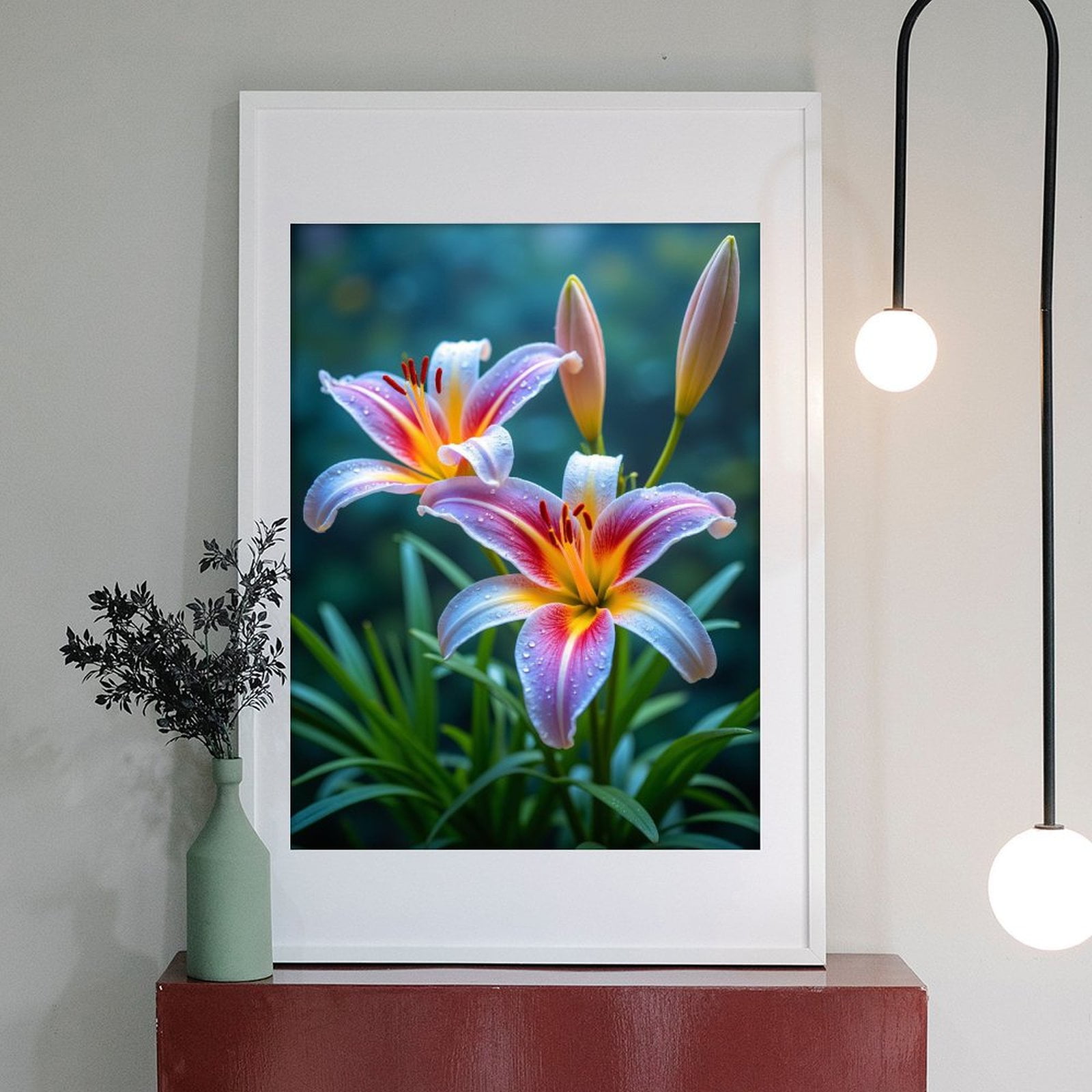 Diamond Art Kit for Adults, Colorful Lily Blossom Dewdrops Diamond Painting for Adults Beginners, 5D DIY Diamond Art Painting Kits, Colorful Diamond Painting Craft for Home Decor 12x16