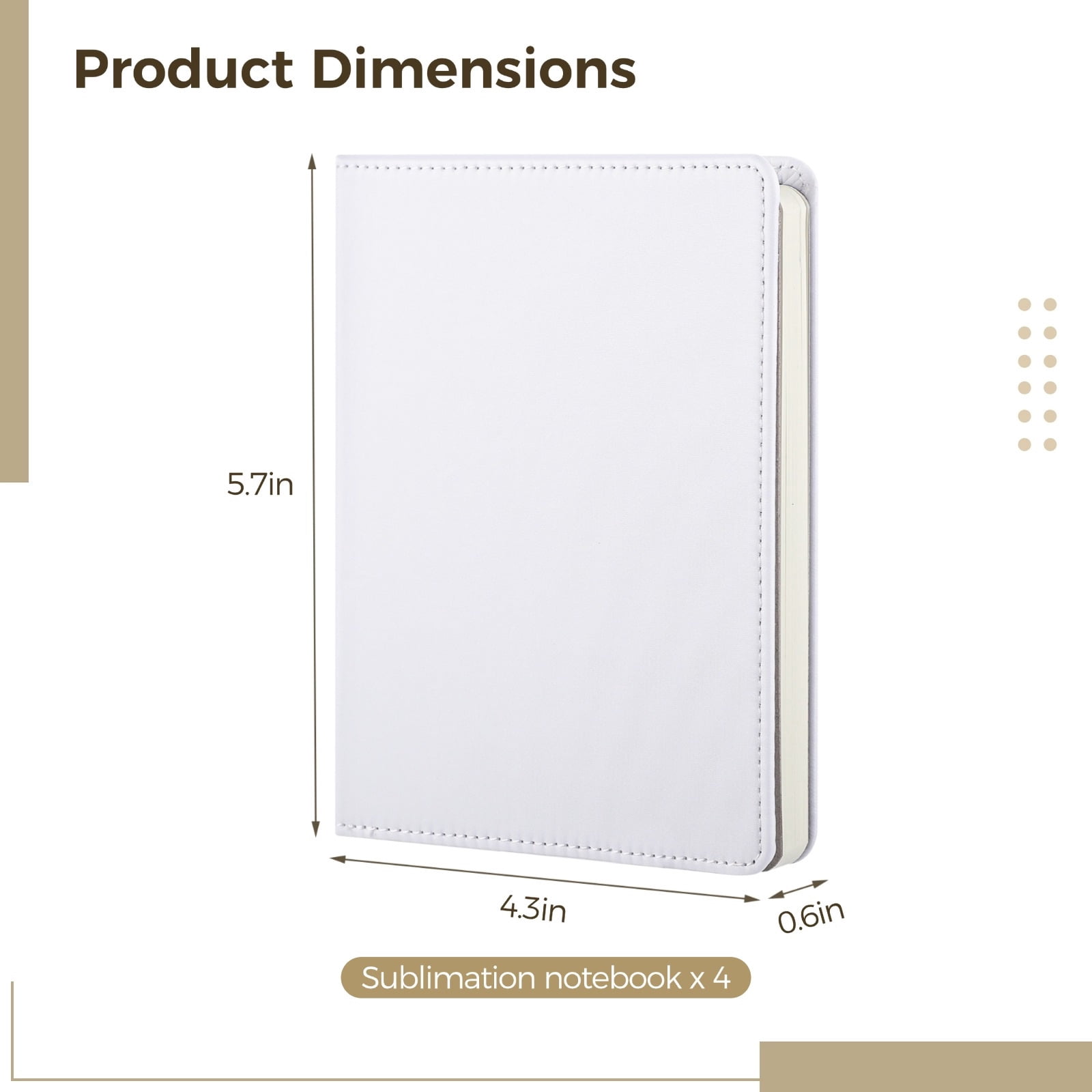 4 Pcs Sublimation Blank Notebooks, Customizable Faux Leather Journals, DIY A6 Hardcover Notepads, Office Supplies, 200 Pages
